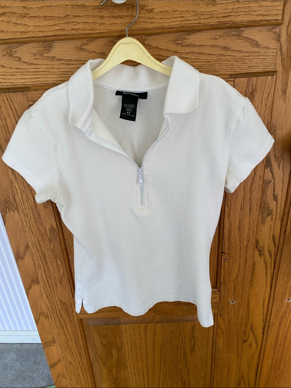 Express Cream Short-Sleeve Half-Zip Polo